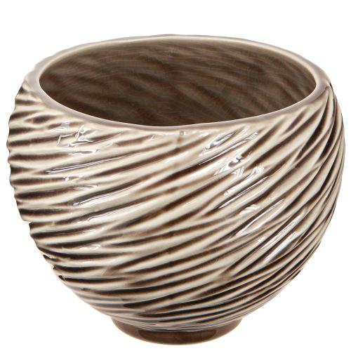 Article Bol Décoratif Pot de Fleurs Céramique Beige Marron Ø15cm 2pcs