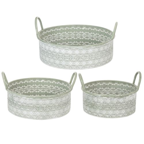 Article Bol décoratif en métal avec anses, pot de fleurs vintage, lot de 3