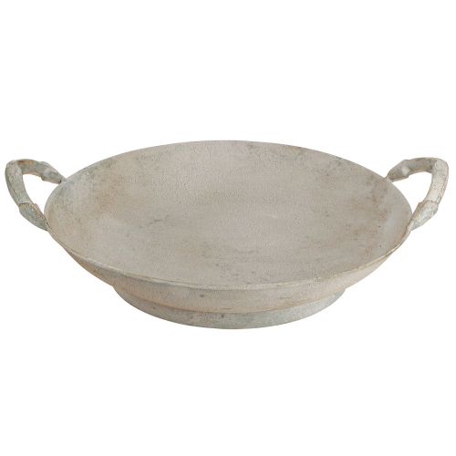 Floristik24 Bol décoratif shabby chic décoration métal gris avec anses Ø31cm