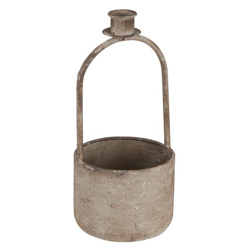 Floristik24 Bol décoratif avec bougeoir gris antique rouille Ø11cm H23,5cm