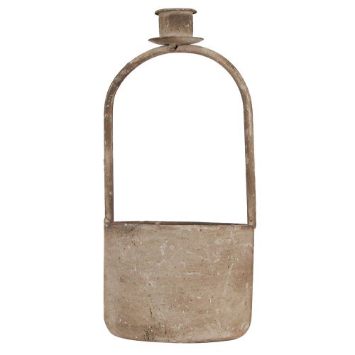 Article Bol décoratif avec bougeoir gris antique rouille Ø11cm H23,5cm