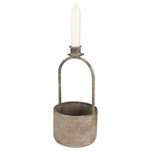 Article Bol décoratif avec bougeoir gris antique rouille Ø11cm H23,5cm