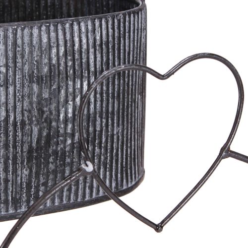 Article Bol décoratif ovale en métal avec cœur noir 20/16 cm lot de 2
