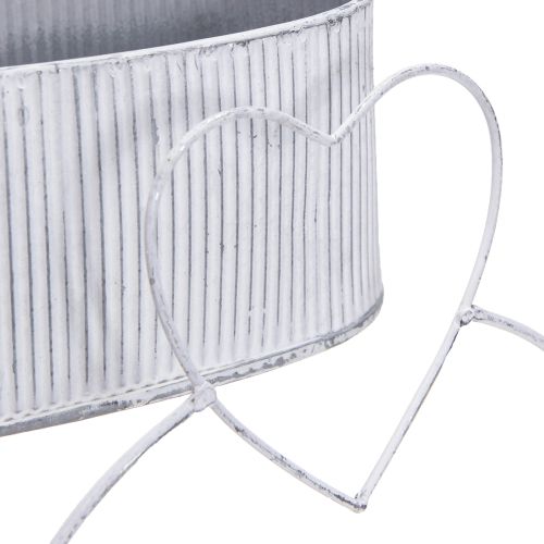 Article Bol décoratif ovale en métal avec cœur blanc 20/16 cm lot de 2