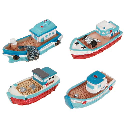 Article Bateau décoratif bleu rouge décoration de table maritime 5 cm 8 pièces
