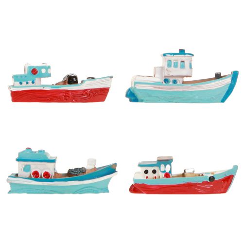 Article Bateau décoratif bleu rouge décoration de table maritime 5 cm 8 pièces