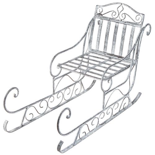 Floristik24 Traîneau décoratif en métal lavé blanc 47×21×32,5cm