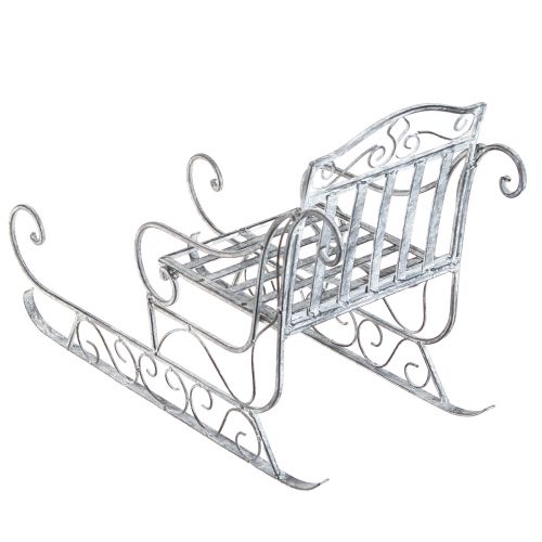 Floristik24 Traîneau décoratif en métal lavé blanc 47×21×32,5cm