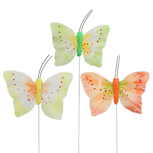 Floristik24 Papillons décoratifs sur fil coloré 8,5cm 12 pcs