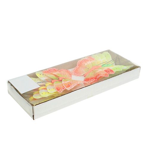 Article Papillons décoratifs sur fil coloré 8,5cm 12 pcs