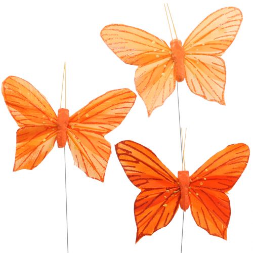 Papillon décoratif orange 12pcs