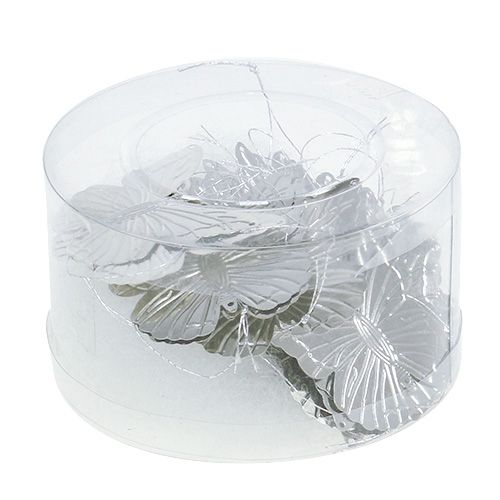 Floristik24 Papillons décoratifs à suspendre argent 5cm 36pcs