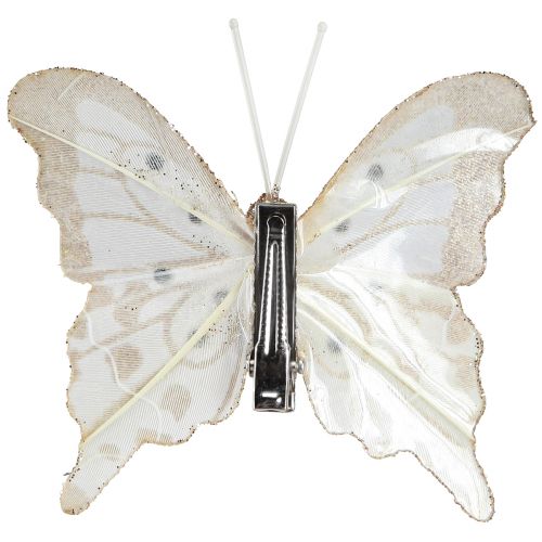 Article Décoration plumes papillons en or sur pince 7,5x7cm 4 pièces