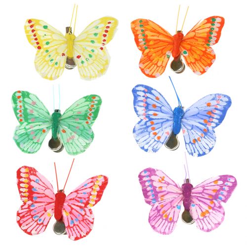 Floristik24 Papillons décoratifs sur le clip, couleurs assorties 6cm 24pcs
