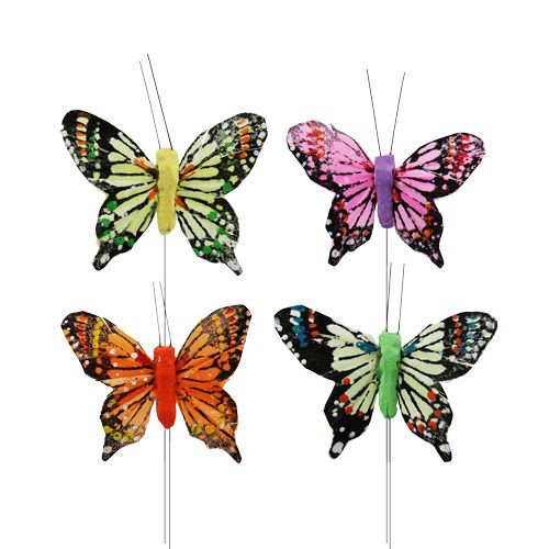 Papillons multicolore assort.6cm 24P