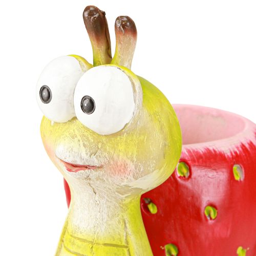 Article Pot de fleurs décoratif escargot fraise céramique vert rouge 15,5 cm