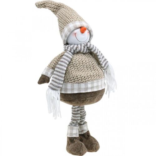 Déco bonhomme de neige avec bonnet et écharpe Figurine de Noël H44cm