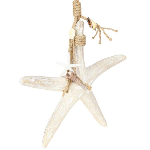 Article Etoile de mer décorative à suspendre Décoration maritime Bois Blanc 30cm