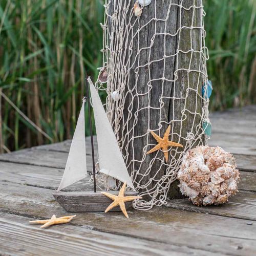 Floristik24 Voilier décoratif en bois, décoration maritime, navire décoratif shabby chic, couleurs naturelles, blanc H29cm L18cm