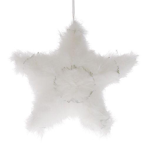 Floristik24 Déco étoile en plumes blanches 30cm
