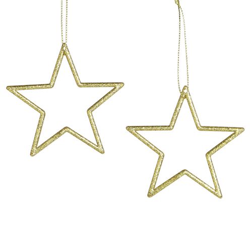 Article Étoiles décoratives décorations pour sapin de Noël paillettes dorées 7,5 cm 40 pcs