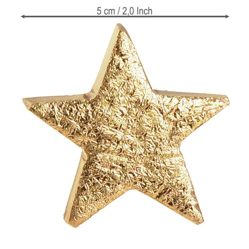 Article Étoiles décoratives en bois de manguier naturel doré Ø5cm 12 pcs