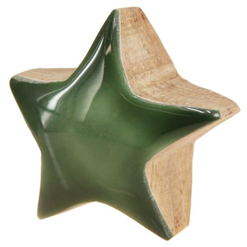 Article Étoiles décoratives en bois vertes à disperser 3 cm 9 pièces