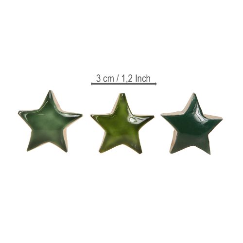 Article Étoiles décoratives en bois vertes à disperser 3 cm 9 pièces