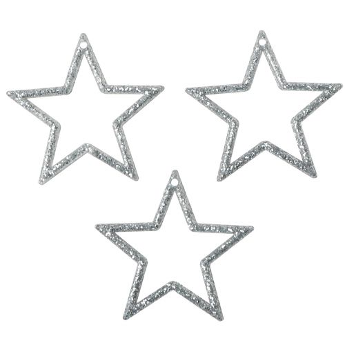 Article Étoiles déco de Noël à paillettes Argent 4,5cm 120pcs
