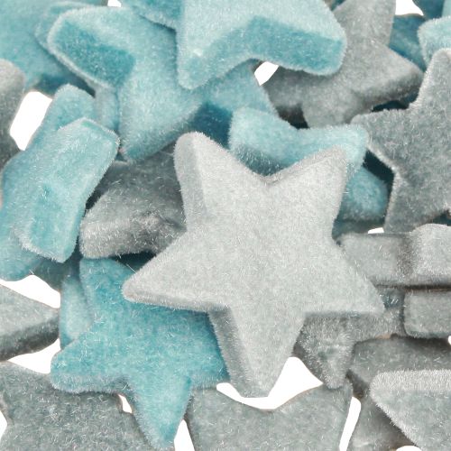 Article Étoiles décoratives floquées à disperser bleues Ø4/5cm 40 pièces