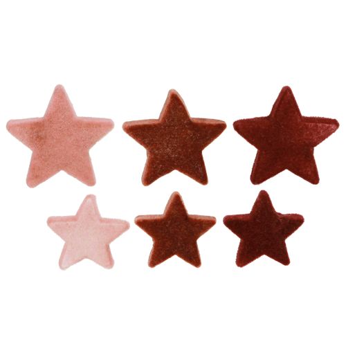Floristik24 Étoiles décoratives floquées à disperser Bordeaux Marron Ø4/5cm 40 pcs