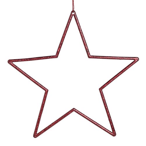 Étoiles décoratives avec étoiles rouges pailletées à suspendre 18cm 8 pcs