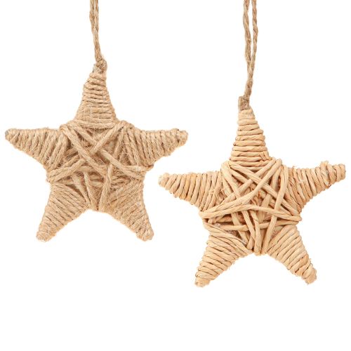 Étoiles décoratives à suspendre en raphia chanvre décoration arbre 7,5 cm 8 pièces