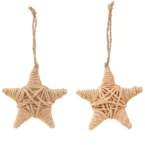 Article Étoiles décoratives à suspendre en raphia chanvre décoration arbre 7,5 cm 8 pièces