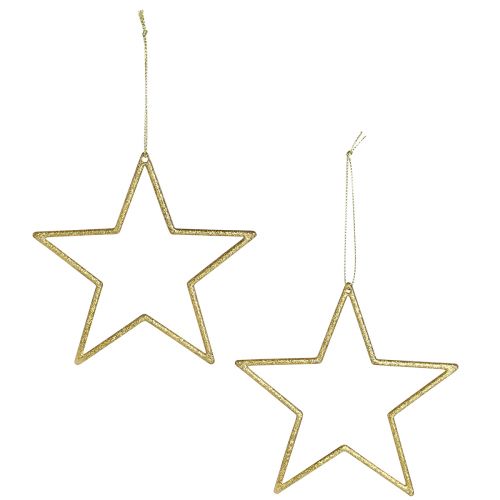 Article Étoiles décoratives pour décorations d'arbre suspendues or Ø12cm 12 pcs
