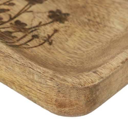 Article Plateau décoratif en bois à motif floral en bois de manguier 20×15,5cm