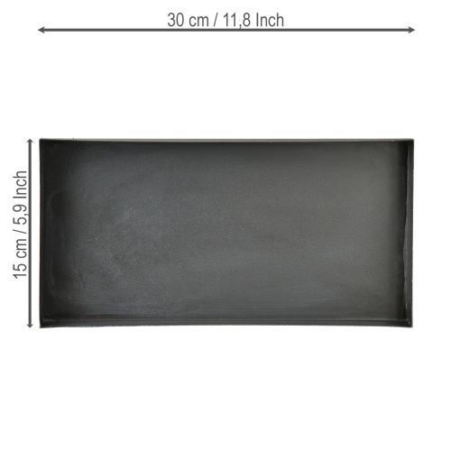 Article Plateau décoratif en métal noir gris délavé 30×15cm