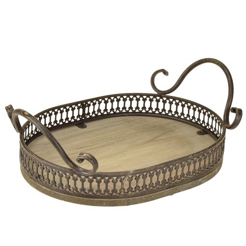Floristik24 Plateau décoratif ovale 23 cm x 17,5 cm x 7,5 cm marron