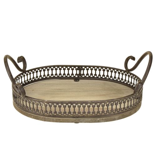 Article Plateau décoratif ovale 23 cm x 17,5 cm x 7,5 cm marron