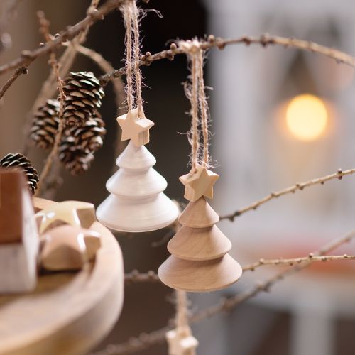 Article Sapin de Noël décoratif en bois Ø5cm H7,5cm 6 pièces