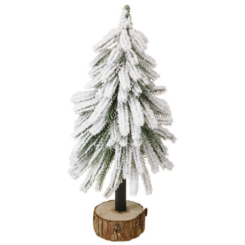 Floristik24 Sapin de Noël décoratif recouvert de neige sur socle en bois Ø15cm H30cm