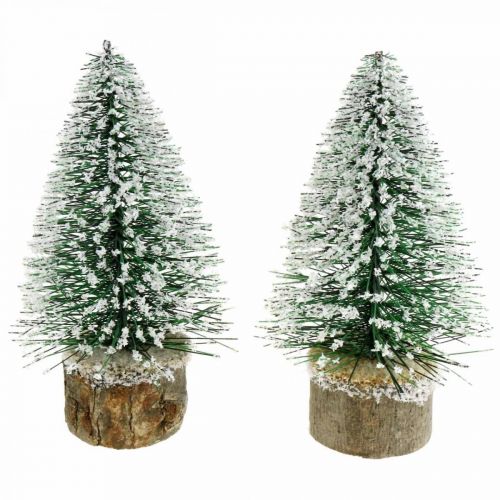 Décoration de Noël, sapin déco, mini sapin vert enneigé H15cm Ø9.5cm 6pcs