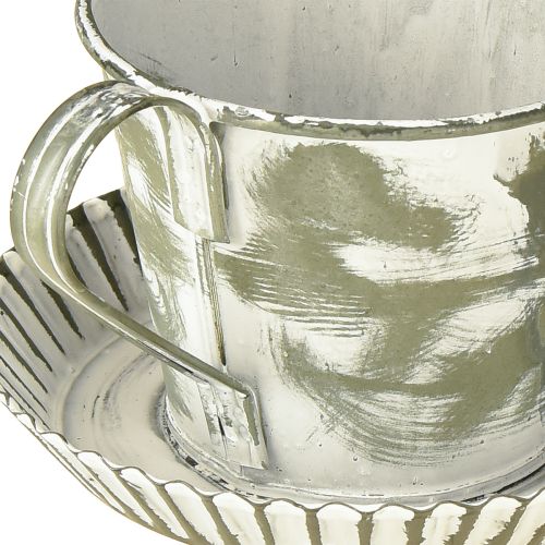 Article Coupe décorative en métal blanchi antique Ø9cm H8cm 2pcs