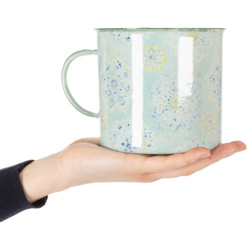 Tasse décorative en métal émaillé motif Mandala Ø13cm H12cm | Floristik24.fr