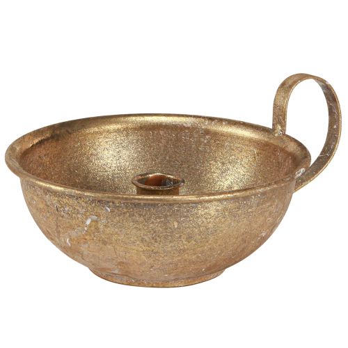 Tasse décorative avec bougeoir chandelle Or antique Ø17cm