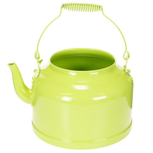 Deko théière en métal, pomme vert Ø20cm, décoration intérieure et cache-pot | Floristik24.fr