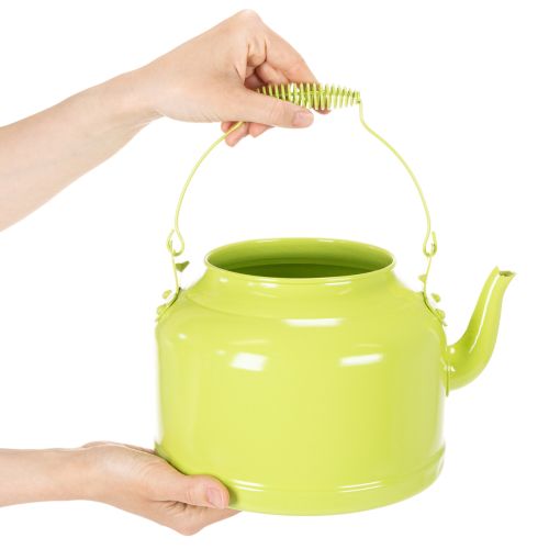 Deko théière en métal, pomme vert Ø20cm, décoration intérieure et cache-pot | Floristik24.fr