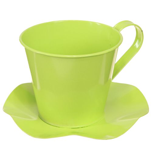 Article Tasse à thé déco métal avec assiette vert clair Ø12 H10cm 8 pcs