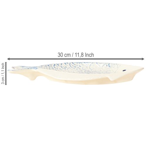 Article Assiette décorative poisson en céramique décoration de table bleu blanc 30×22cm