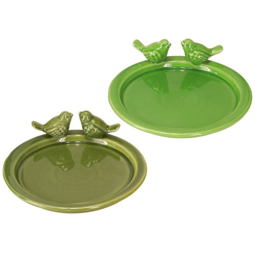 Article Assiette décorative bain d&#39;oiseaux décoration de table céramique verte Ø20,5cm 2pcs
